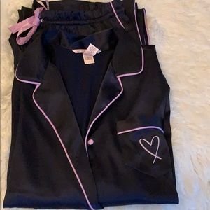 Victoria’s Secret midnight blue lavender satin PJs